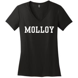 Funny Molloy University Women's V-Neck T-Shirt