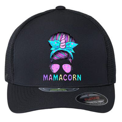 Funny Mamacorn Unicorn Messy Bun Mom MotherS Day Flexfit Unipanel Trucker Cap