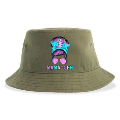 Funny Mamacorn Unicorn Messy Bun Mom MotherS Day Sustainable Bucket Hat