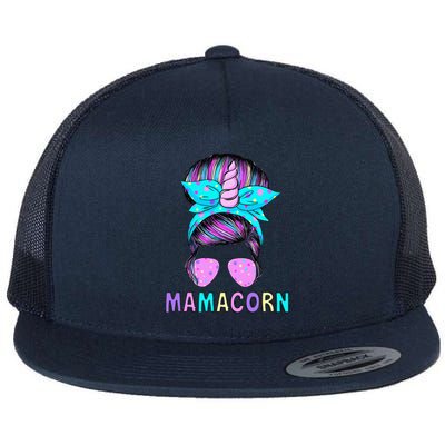 Funny Mamacorn Unicorn Messy Bun Mom MotherS Day Flat Bill Trucker Hat