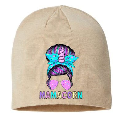 Funny Mamacorn Unicorn Messy Bun Mom MotherS Day Sustainable Beanie