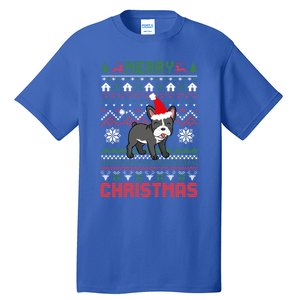 Funny Merry Ugly Christmas French Bulldog Santa Hat Gift Tall T-Shirt