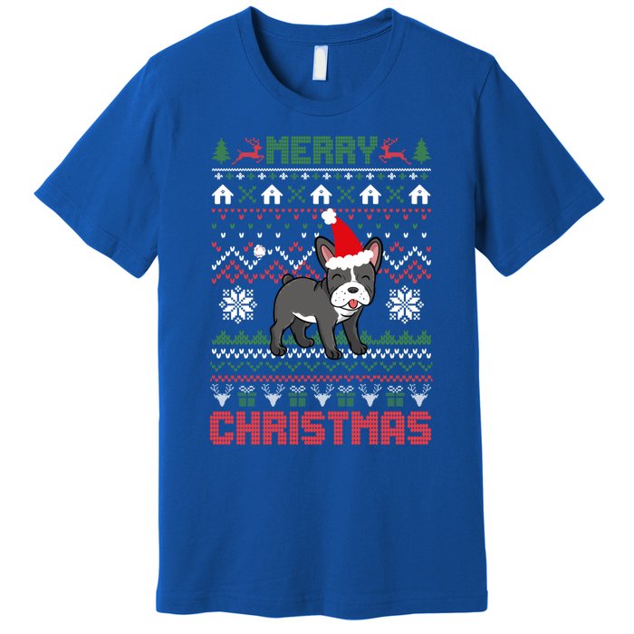 Funny Merry Ugly Christmas French Bulldog Santa Hat Gift Premium T-Shirt