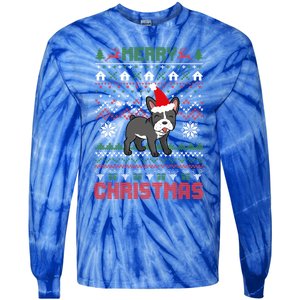 Funny Merry Ugly Christmas French Bulldog Santa Hat Gift Tie-Dye Long Sleeve Shirt