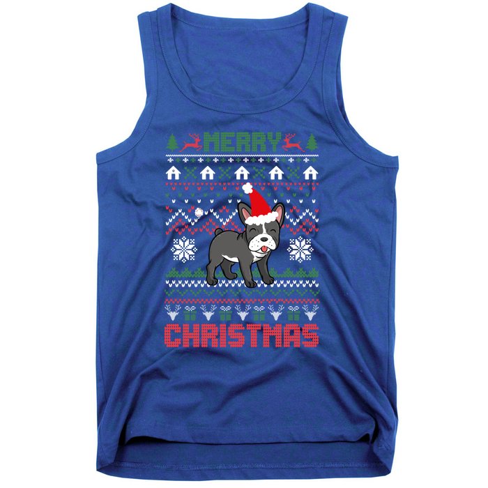 Funny Merry Ugly Christmas French Bulldog Santa Hat Gift Tank Top