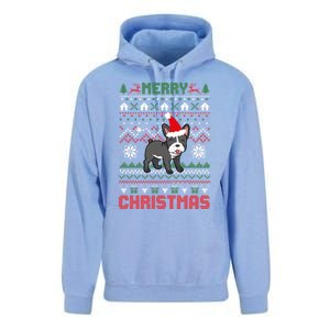 Funny Merry Ugly Christmas French Bulldog Santa Hat Gift Unisex Surf Hoodie