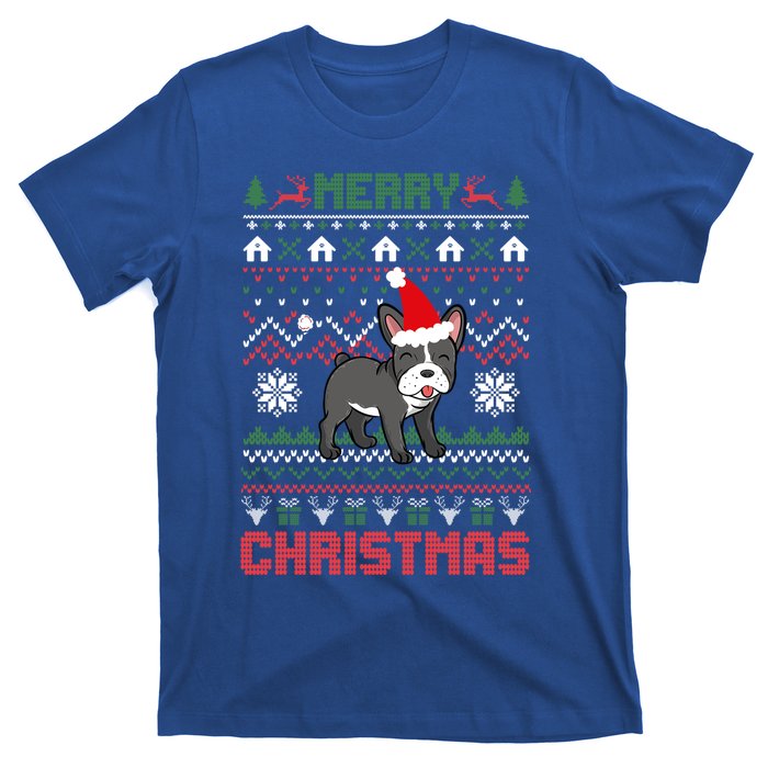 Funny Merry Ugly Christmas Sweater French Bulldog Santa Hat Gift T-Shirt