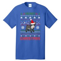 Funny Merry Ugly Christmas Sweater French Bulldog Santa Hat Gift Tall T-Shirt