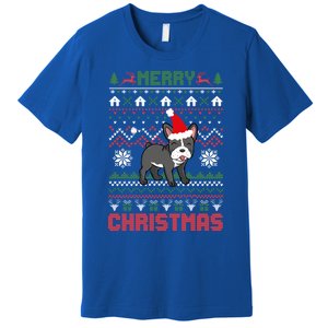 Funny Merry Ugly Christmas Sweater French Bulldog Santa Hat Gift Premium T-Shirt