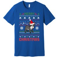 Funny Merry Ugly Christmas Sweater French Bulldog Santa Hat Gift Premium T-Shirt