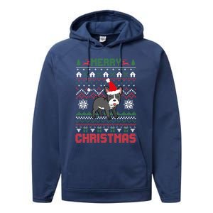 Funny Merry Ugly Christmas Sweater French Bulldog Santa Hat Gift Performance Fleece Hoodie