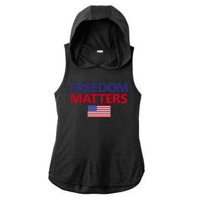 Freedom Matters USA Flag Ladies PosiCharge Tri-Blend Wicking Draft Hoodie Tank