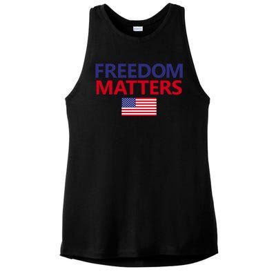 Freedom Matters USA Flag Ladies PosiCharge Tri-Blend Wicking Tank