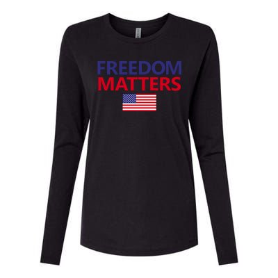 Freedom Matters USA Flag Womens Cotton Relaxed Long Sleeve T-Shirt