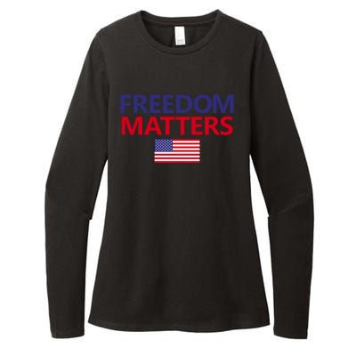 Freedom Matters USA Flag Womens CVC Long Sleeve Shirt