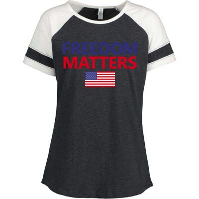 Freedom Matters USA Flag Enza Ladies Jersey Colorblock Tee