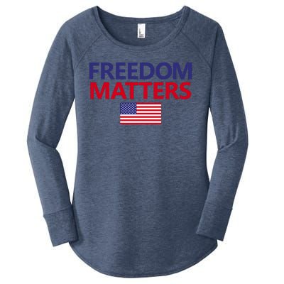 Freedom Matters USA Flag Women's Perfect Tri Tunic Long Sleeve Shirt