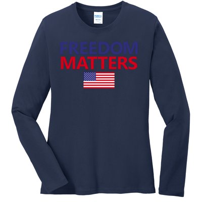 Freedom Matters USA Flag Ladies Long Sleeve Shirt