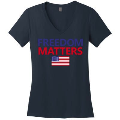 Freedom Matters USA Flag Women's V-Neck T-Shirt