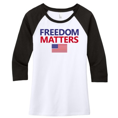 Freedom Matters USA Flag Women's Tri-Blend 3/4-Sleeve Raglan Shirt