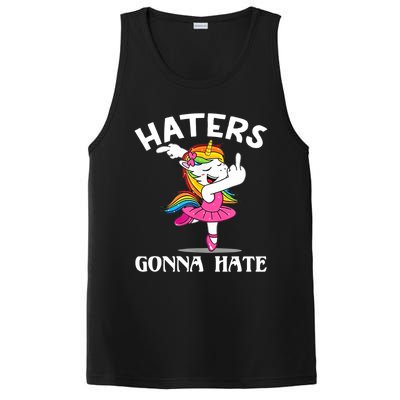 Funny Magical Unicorn Middle Finger Haters Gonna Hate Gift PosiCharge Competitor Tank