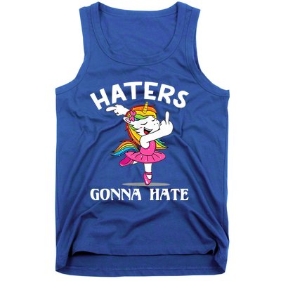 Funny Magical Unicorn Middle Finger Haters Gonna Hate Gift Tank Top