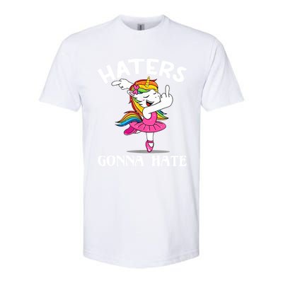 Funny Magical Unicorn Middle Finger Haters Gonna Hate Gift Softstyle CVC T-Shirt