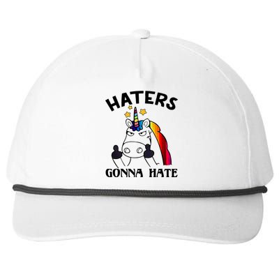 Funny Magical Unicorn Middle Finger Haters Gonna Hate Gift Snapback Five-Panel Rope Hat