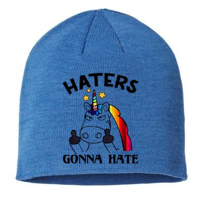 Funny Magical Unicorn Middle Finger Haters Gonna Hate Gift Sustainable Beanie