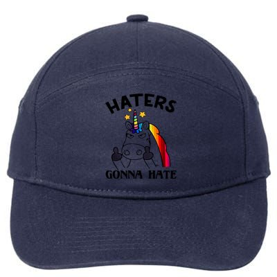 Funny Magical Unicorn Middle Finger Haters Gonna Hate Gift 7-Panel Snapback Hat