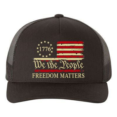 Freedom Matters USA Vintage Flag We The People 1776 Yupoong Adult 5-Panel Trucker Hat