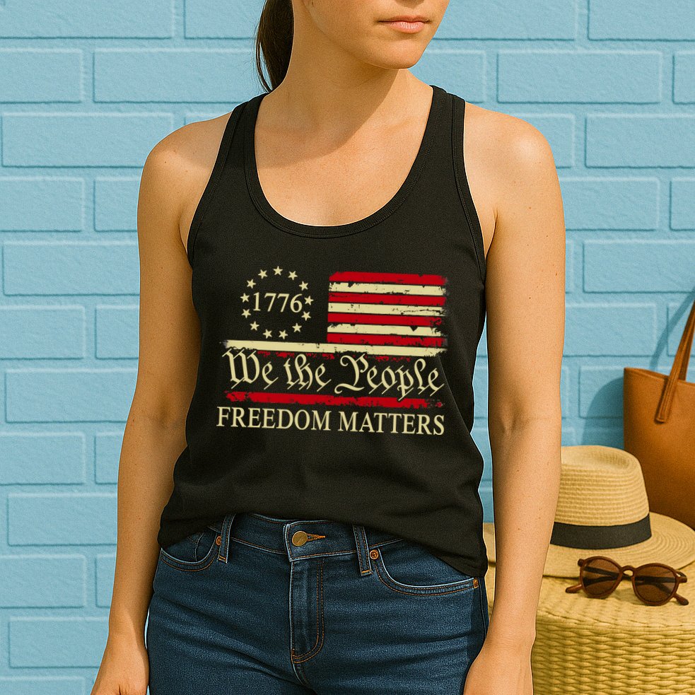 Freedom Matters USA Vintage Flag We The People 1776 Womens Tank Top
