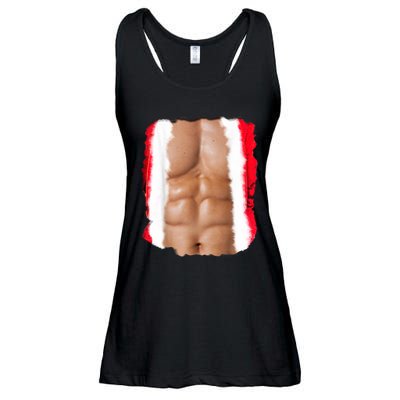 Fake Muscle Under Christmas Clothes Chest Six Pack Abs Ladies Essential Flowy Tank