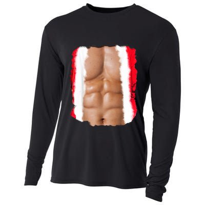 Fake Muscle Under Christmas Clothes Chest Six Pack Abs Cooling Performance Long Sleeve Crew