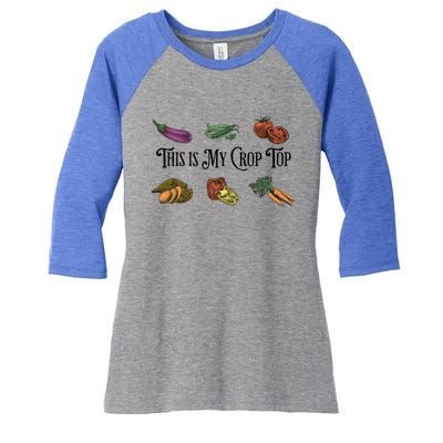 Farmers Market Vibes My Crop Top Farm Vegetable Garden Gift Women's Tri-Blend 3/4-Sleeve Raglan Shirt