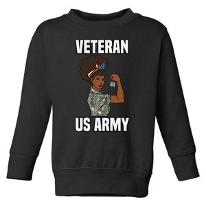 Female Melanin Veteran of the US Army Soldier Veterans Day Toddler Sweatshirt