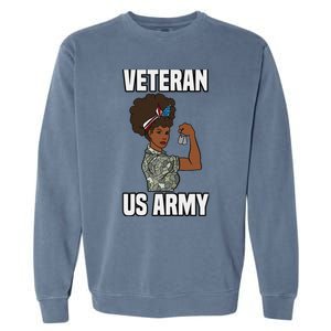 Female Melanin Veteran of the US Army Soldier Veterans Day Garment-Dyed Sweatshirt