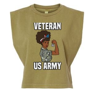 Female Melanin Veteran of the US Army Soldier Veterans Day Garment-Dyed Women's Muscle Tee