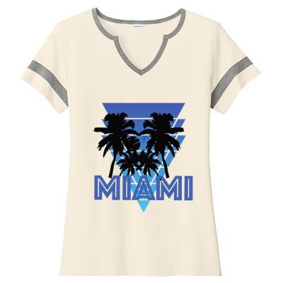 Florida Miami Vintage Palm Trees Ladies Halftime Notch Neck Tee