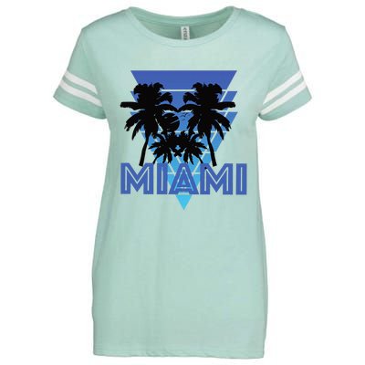 Florida Miami Vintage Palm Trees Enza Ladies Jersey Football T-Shirt