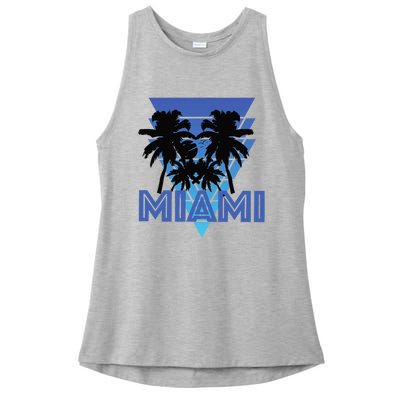 Florida Miami Vintage Palm Trees Ladies PosiCharge Tri-Blend Wicking Tank