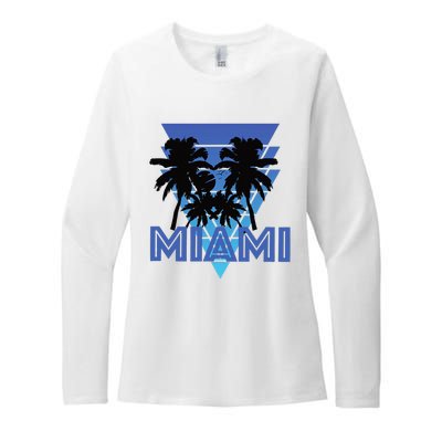 Florida Miami Vintage Palm Trees Womens CVC Long Sleeve Shirt