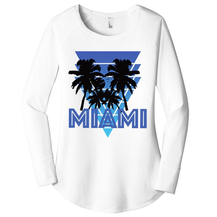 Florida Miami Vintage Palm Trees Women's Perfect Tri Tunic Long Sleeve Shirt