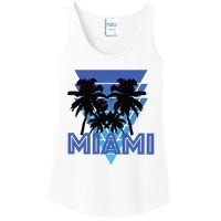 Florida Miami Vintage Palm Trees Ladies Essential Tank