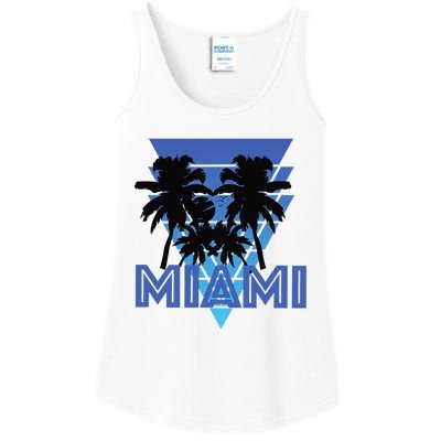 Florida Miami Vintage Palm Trees Ladies Essential Tank