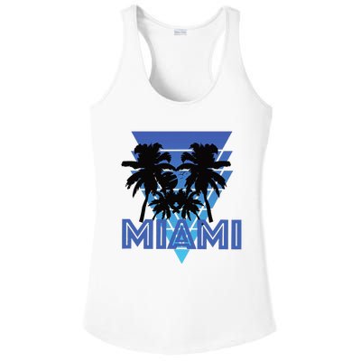 Florida Miami Vintage Palm Trees Ladies PosiCharge Competitor Racerback Tank