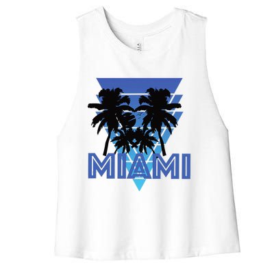 Florida Miami Vintage Palm Trees Women's Racerback Cropped Tank