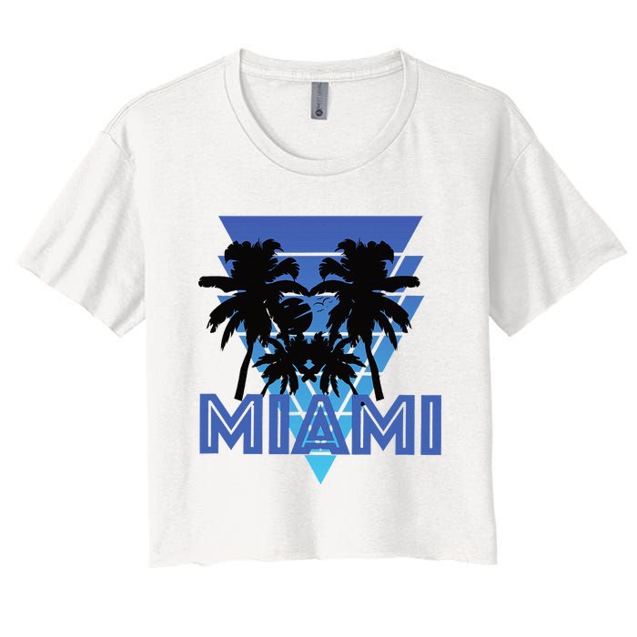 Florida Miami Vintage Palm Trees Women's Crop Top Tee