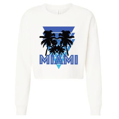 Florida Miami Vintage Palm Trees Cropped Pullover Crew