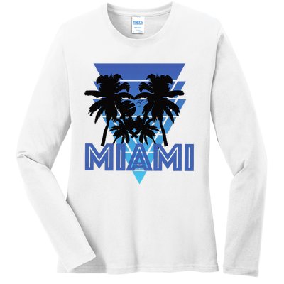 Florida Miami Vintage Palm Trees Ladies Long Sleeve Shirt